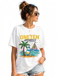 เสื้อยืดผู้หญิงฤดูร้อน ONE TEN Apparels สีกรมท่า ผ้าฝ้ายนุ่ม สวมใส่สบาย แขนสั้น ระบายอากาศได้ดี คุณภาพสูง รับสกรีนโลโก้ตามแบบ - Product Image 4