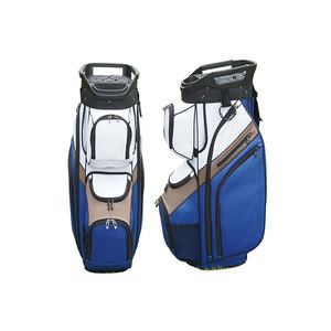 Golf Bag Blue White Brown Nylon Large Capacity Multi Compartment Zip Closure Adult Carry Golf Clubs - Product Image 1