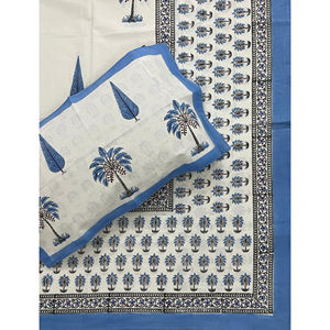 ผ้าปูที่นอนลายเรขาคณิตสีขาวพิมพ์ลายด้วยมือแบบดับเบิ้ลมัลติไวท์ บัตต้า ผ้าฝ้าย 200 เส้นด้าย ระบายอากาศได้ดี เหมาะสำหรับใช้ในบ้าน โรงแรม และงานตกแต่ง - Product Image 1