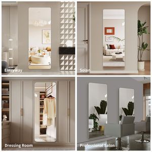 Specchio da Parete di Alta Qualità in Nichel Satinato 5mm, 165x61 cm, Angoli Arrotondati per Soggiorno, Camera da Letto, Guardaroba, con Foro per Appendere - Product Image 5