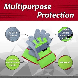 Guantes de Trabajo de Alta Visibilidad Reflect Pro Rigger, Guantes de Protección Industrial de Cuero Vacuno de Primera Calidad - Product Image 2