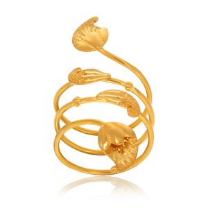 Premium Gold Leaf Floral Open <b>Ring</b> <b>for</b> <b>Women</b> Multi Band Botanical Design Elegant <b>Statement</b> Designer Fashion Jewelry - Product Image 1