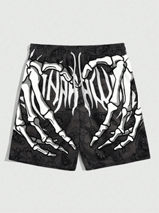 Shorts de bain pour hommes en tissu non tissé imprimé par sublimation personnalisée, séchage rapide, taille haute, fermeture à cordon, polyester, décontracté pour l'été - Product Image 4