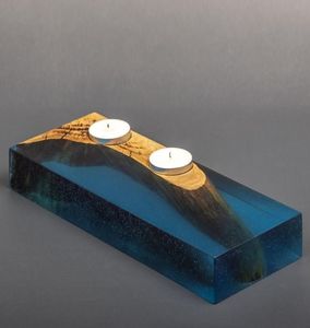 Blue Resin <b>Candle</b> Holders 3 Tealight <b>Candle</b> Holder Resin and <b>Floating</b> Wood Votive <b>Candle</b> Holder Decorative Craftera Exports - Product Image 1