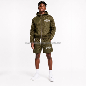 Ensemble coupe-vent pour homme, coupe-vent thermique brodé de qualité supérieure, design personnalisé, logo streetwear, short et veste en polyester - Product Image 1