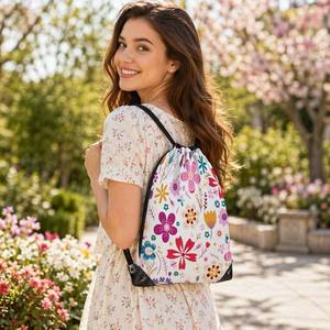Sac à dos unisexe imperméable à cordon de serrage avec imprimé de dessin animé, logo personnalisé, en polyester, pour le sport et la gym - Product Image 6