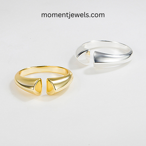 Anillo Ajustable de Plata de Ley 925 con Diseño Geométrico y Corazón Abierto, Moderno, para Regalo de Boda para Mujer - Product Image 2