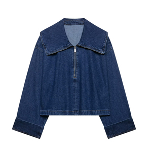 Chaqueta de mezclilla ligera para mujer, tejida, informal, de mezcla de algodón, transpirable, de manga larga, proveedor de fábrica OEM ODM personalizado - Product Image 1