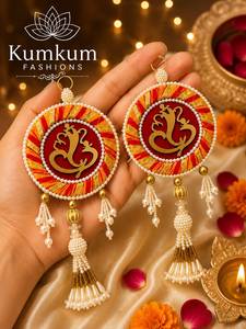 Moderna y Hermosa Mini Decoración de Pared de Ganesha en MDF con Diseño de Borlas de Perlas para Decoración de Diwali y Bodas, Adorno para Puerta y Pared de Mandir - Product Image 5