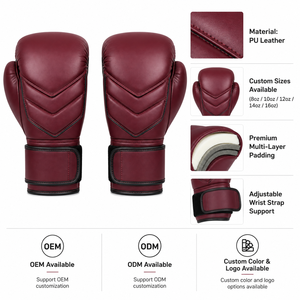 Guantes de Boxeo Profesionales Personalizados de Alta Calidad, Cuero PU Ligero y Transpirable, Correa de Muñeca Ajustable, Unisex, para Entrenamiento y Sparring - Product Image 2