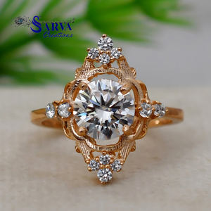 Anillo de Moissanita de Corte Redondo, Plata de Ley 925, Anillo de Compromiso y Boda Clásico para Mujer - Product Image 1