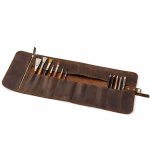 Premium leather <b>tool</b> <b>roll</b> organizer bags wholesale OEM supplier custom logo export quality portable storage custom quality - Product Image 5