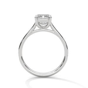 Anillo de Diamante Cultivado en Laboratorio con Corte Esmeralda y Engaste de Puntas de Calidad Premium para Compromiso o Ceremonia de Boda, Elaborado en Oro Blanco de 14k - Product Image 2