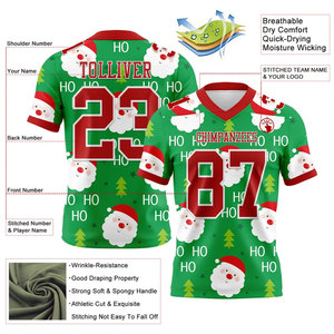 Custom Sublimated Christmas Santa V Neck American Football Jersey Unisex Polyester Breathable Team American Football Jersey - Product Image 2