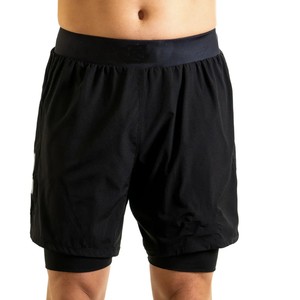 Shorts d'arts martiaux noirs à double couche pour femmes, séchage rapide, en spandex et polyester, coupe classique, vêtements d'entraînement pour adultes - Product Image 1
