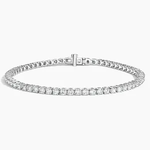 tennis <b>bracelet</b> fine jewelry 3mm 4mm 2mm lab grown diamond 9k 14k 18k <b>white</b> gold silver s925 rhodium plated womens <b>bracelet</b> - Product Image 2