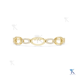 Lab Grown Diamond Interlocking Oval Station Bracelet 14K 18K <b>Solid</b> <b>Gold</b> Fine Women Modern Link Jewelry Manufacturer Wholesale - Product Image 3