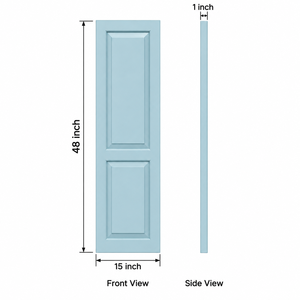 Volets extérieurs traditionnels en bois massif gris bleu clair à panneaux horizontaux surélevés 15x48 pouces pour la décoration de la maison - Product Image 2
