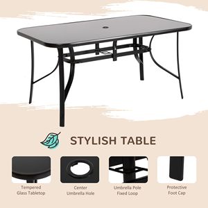 Set di Mobili da Giardino Neri in 8 Pezzi con Ombrellone da 2,7 Metri, Tavolo e Sedie da Esterno - Product Image 4