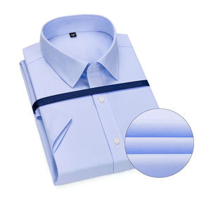 เสื้อเชิ้ตผู้ชายสีขาวลายทาง แขนยาว ปกคอปก ผ้าป๊อปลินกันยับ ติดกระดุม สำหรับฤดูใบไม้ผลิ - Product Image 2