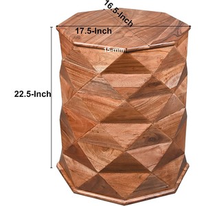 Handcrafted Acacia Wood Drum Side <b>Table</b> Wholesale | Geometric Design - Product Image 1