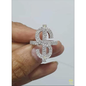Moissanite Diamond Dollar Sign <b>Ring</b> for <b>Men</b> Iced Out Money Symbol Statement <b>Ring</b> Luxury Hip Hop Bling Micro Pave Sterling <b>Silver</b> - Product Image 5