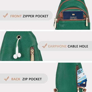 Leather Waterproof Crossbody Bag Zipper Convertible Detachable <b>Chain</b> Strap Shoulder Handbag for Camping Shooting Day Night - Product Image 5
