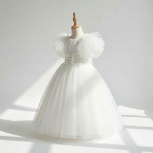 ชุดเดรสผ้าทูลสีขาวแขนยาวสไตล์แองเจิลสำหรับเด็กผู้หญิง ชุดสำหรับงานพิธีและการสวมใส่ในวันแม่ - Product Image 3