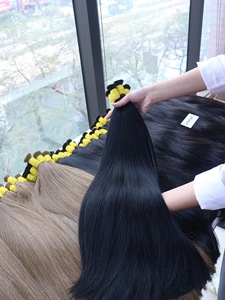 ผมต่อแบบ100% บริสุทธิ์32นิ้วสีดำตรงธรรมชาติขนาด32นิ้ว - Product Image 6
