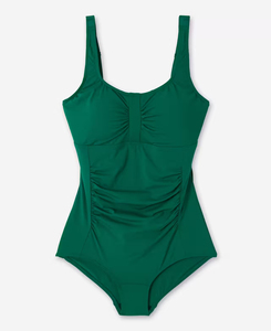 Traje de Baño de Una Pieza Verde para Mujer, Hecho a Medida, Cintura Alta, Control de Abdomen, Tirantes Finos, Color Sólido, Verano 2026 - Product Image 1