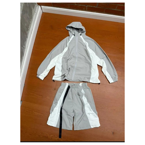 Ensemble de survêtement coupe-vent en coton personnalisé avec logo, pantalon de jogging respirant et veste coupe-vent deux pièces pour hommes - Product Image 5