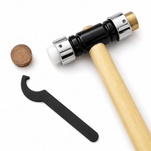Marteau de bijoutier avec têtes en nylon et en laiton remplaçables, manche en bois, pour la fabrication et le façonnage de bijoux - Product Image 2