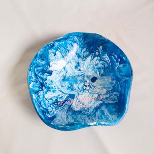 Grand bol de terre en résine bleu ciel tourbillon bols de service artisanaux pour la maison hôtel restaurant ou fête - Product Image 3