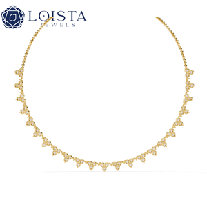 Collier en or massif 18 carats avec diamants ronds taille brillant, bijoux de mariage classiques pour femmes LOISTA - Product Image 1