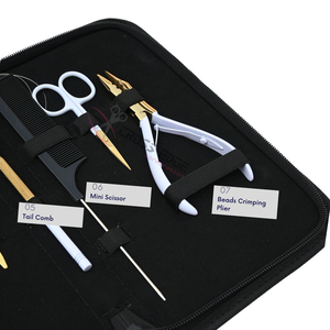 Kit d'outils professionnel pour extensions capillaires micro-anneaux et micro-liens avec pince à sertir à 3 trous, enfileur de boucles, ciseaux et étui de rangement - Product Image 4