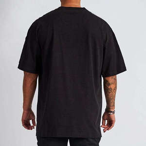 Custom <b>Neutral</b> High Quality 100% Cotton Knitted Short Sleeve Oversized Drop-shoulder Fitness Sport T-shirt Screen <b>Printed</b> Men's - Product Image 4