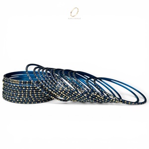Fashion Wholesale Modern Navy Blue Stainless Steel Trendy Bangles Set for Women Wedding Party Indian Jewelry Lowest Price - Product Image 3