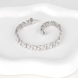 Sparkly Moissanite Emerald & Round Cut Diamond Tennis <b>Bracelet</b> for Women's With 925 <b>Silver</b> Fine Engagement Gift For Lovers - Product Image 2