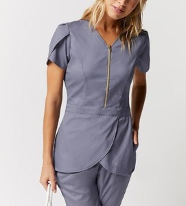 Tenues d'hôpital pour femmes, tissu tissé polyester/coton respirant, manches courtes, pantalon de jogging, taille XL - Product Image 1