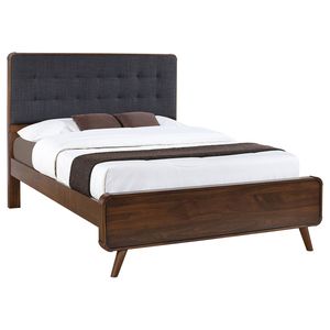 Cama con plataforma Queen de Carson Carrington en nogal oscuro, tapizada - Product Image 4