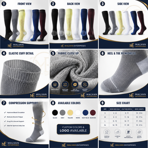<b>Compression</b> Winter Sports <b>Socks</b> Over-the-Knee Athletic Tubular 20-30mmhg Knitted Body Logo for <b>Running</b> Soccer Training - Product Image 6