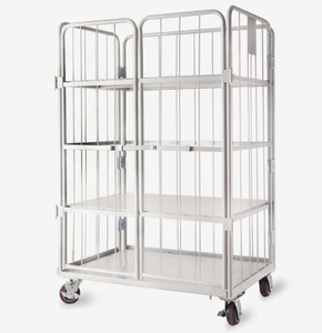 Two Deck Roll Container Heavy Duty Mobile Roll Cage Trolley 200KG Load Warehouse Storage <b>Cart</b> Steel Wire Mesh - Product Image 4