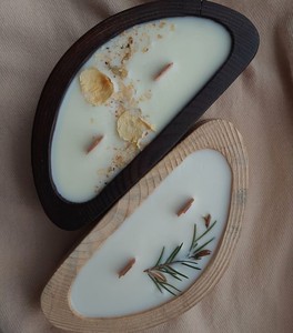 Portavelas de madera con forma de barco para el hogar, bodas, eventos y regalos, vela artesanal en forma de tazón de masa para decoración de mesa y aromaterapia. - Product Image 6