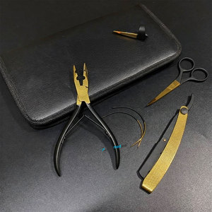 Outils d'extension de cheveux en acier inoxydable noir et or, outil de séparation des cheveux, aiguille en forme de C, ciseaux ZETOMED PRO - Product Image 5