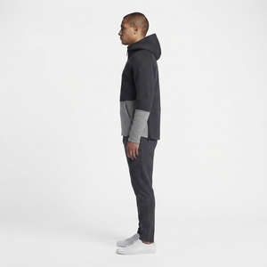 Sudadera con capucha de tejido grueso lavado de 450GSM para Techwear de buceo - Sudadera asimétrica con cremallera de un cuarto para hombre - Product Image 3