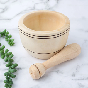 Mortero y Pilón de Madera Ecológicos Hechos a Mano de 89 mm, Herramienta de Molienda Manual para Cocina - Product Image 2