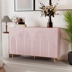 Credenza Moderna da 47 Pollici con 3 Ante, Mobile Decorativo Rosa con Rilievo a Nuvole, Armadietto per Soggiorno - Product Image 2
