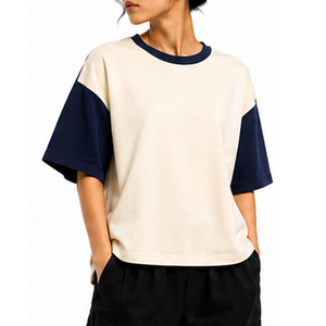 Wholesale Heavy Cotton Boxy T <b>Shirt</b> for Women Custom Short Sleeve Streetwear Tee Relaxed Fit OEM ODM Private Label Manufacturer - Product Image 1