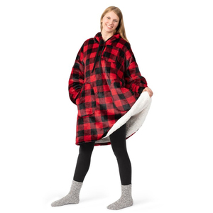 Women's Oversized Hooded Fleece <b>Wearable</b> <b>Blanket</b> Sweatshirt Pockets Soft Cotton Blend Lined Long Sleeve Winter Spring Printed - Product Image 1