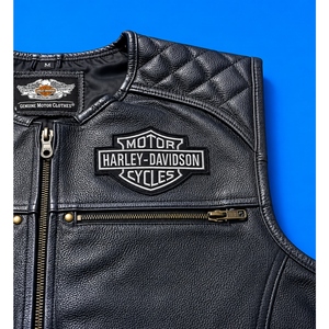 Custom <b>Black</b> Genuine Leather Motorcycle Biker <b>Vest</b> With Quilted Shoulders Zipper Front Pockets And Classic Rider Design For <b>Men</b>! - Product Image 6